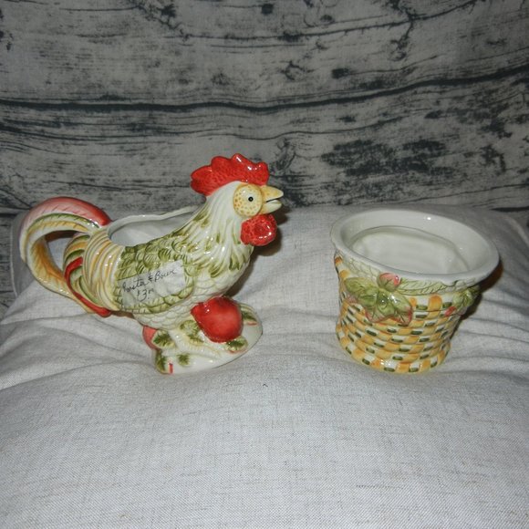 REIRED Chanteclair TC 1301 -2004-Rooster creamer & small bowl - Picture 1 of 10
